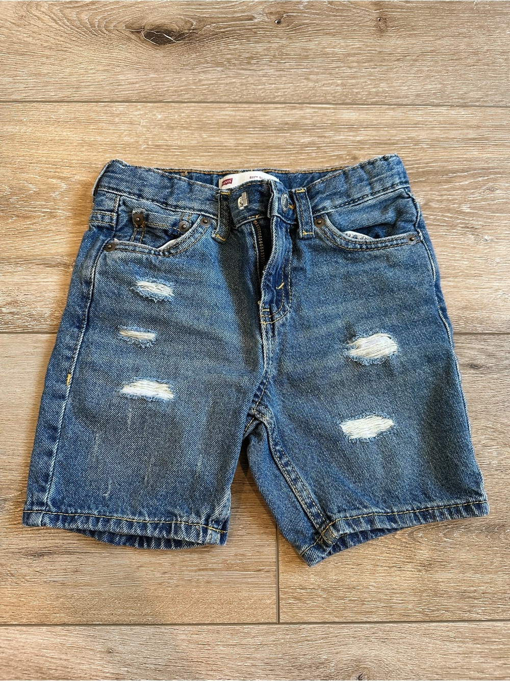Levi's Kids Ripped Denim Shorts in Blue